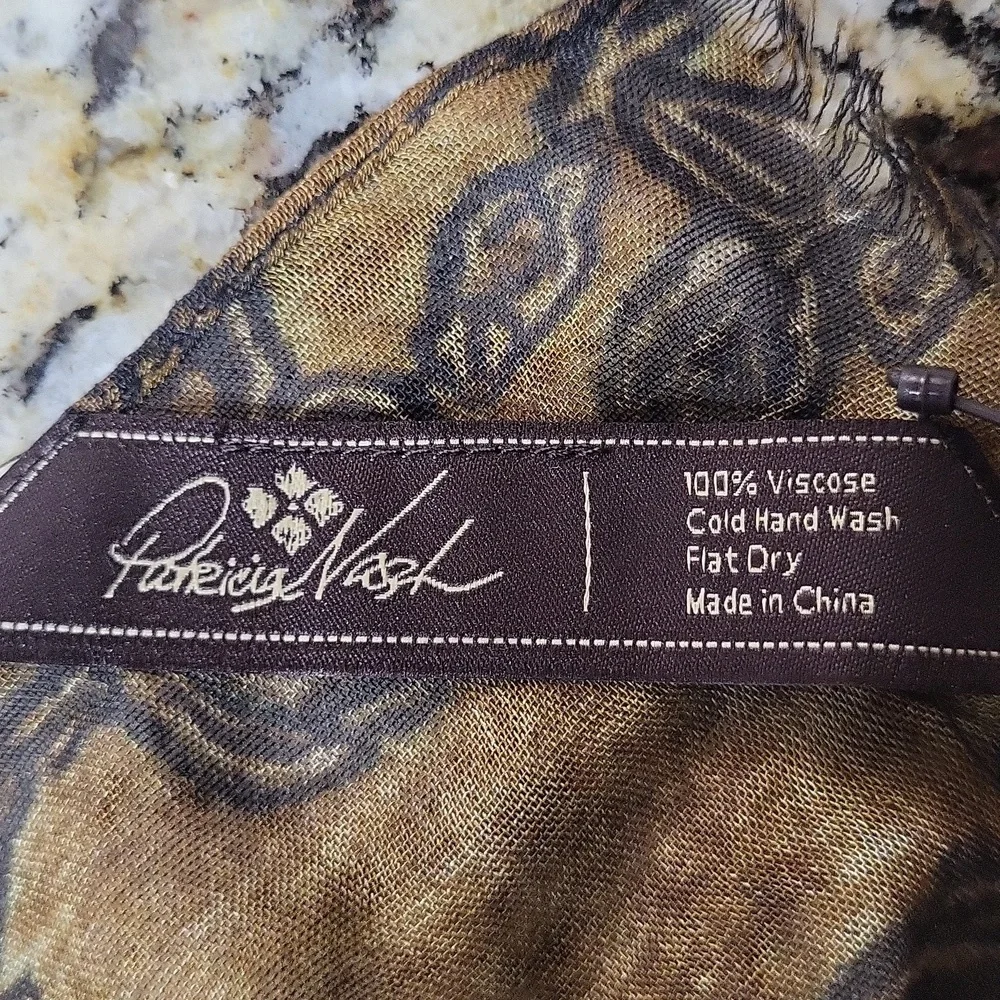 Patricia Nash Scarf Brown Bark Leaves
